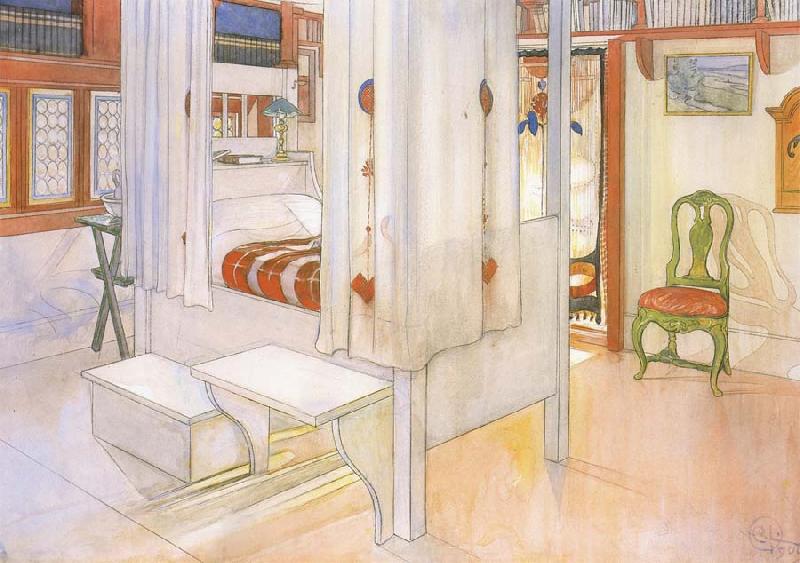 Carl Larsson My Bedroom Watercolor